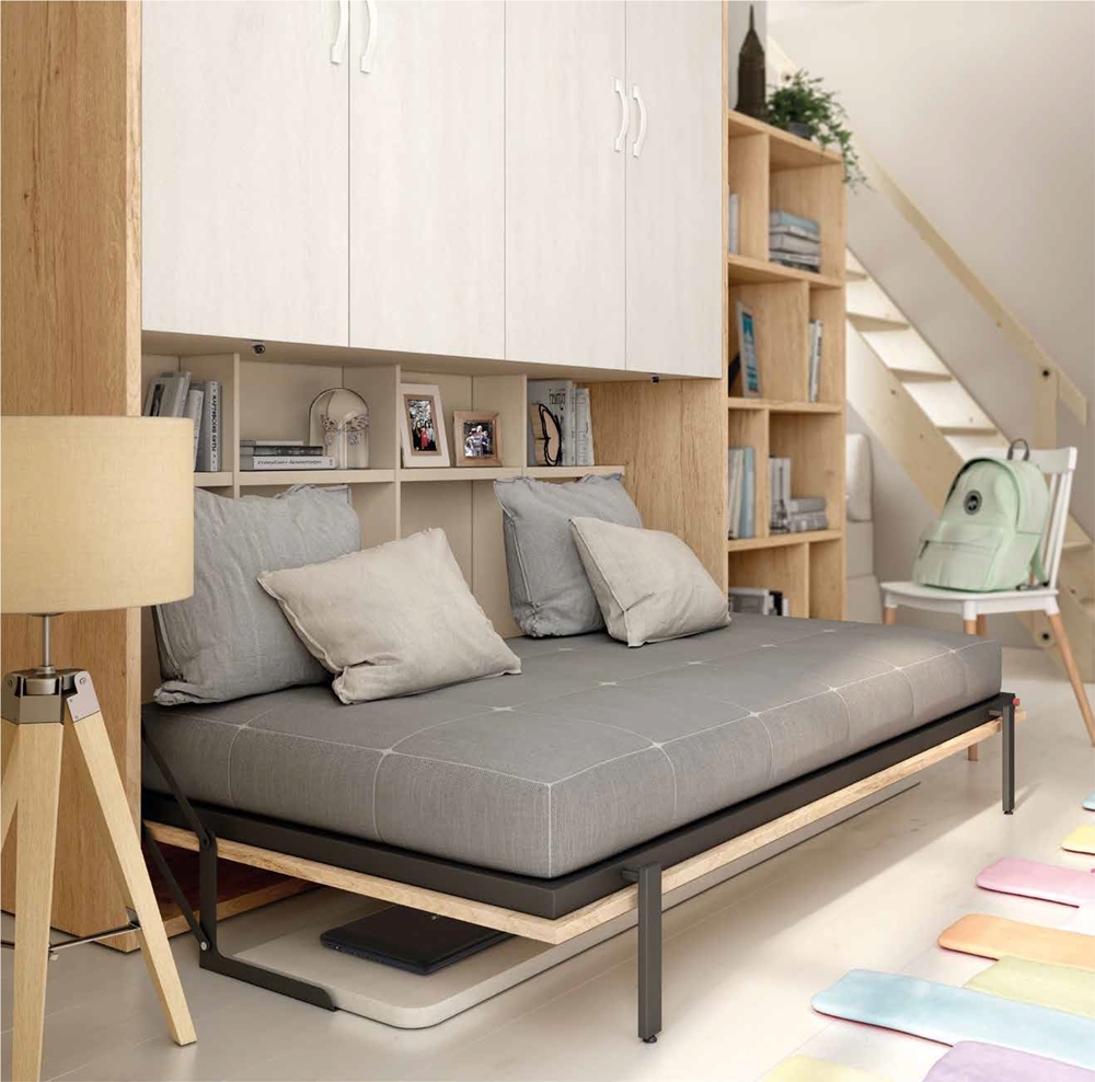 Cama abatible horizontal con escritorio, para colchón de 90 x 190